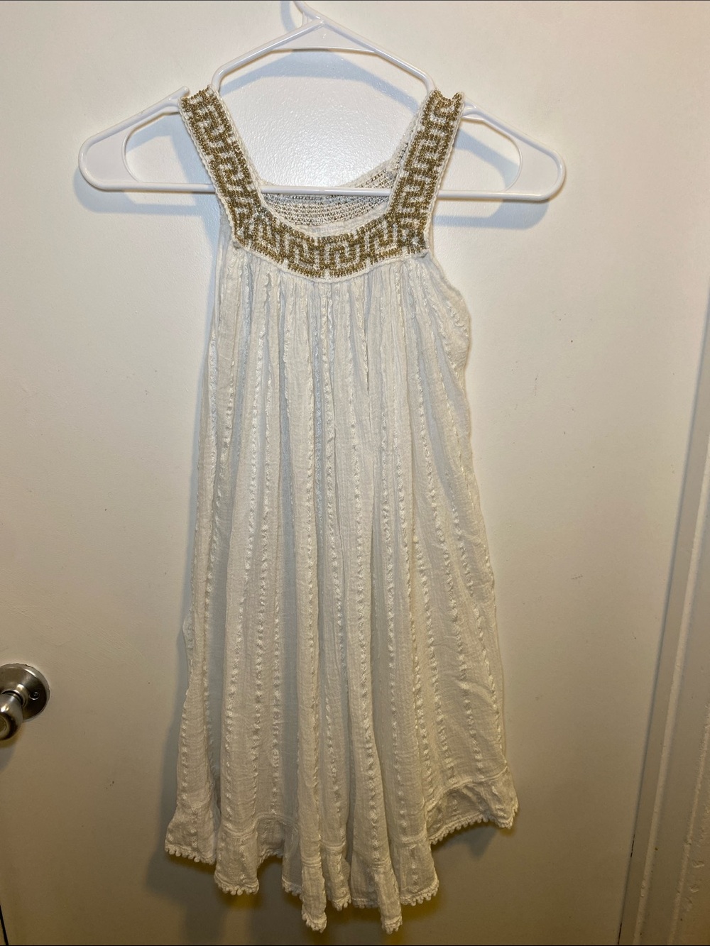 Girls' Cream Embroidered Sundress